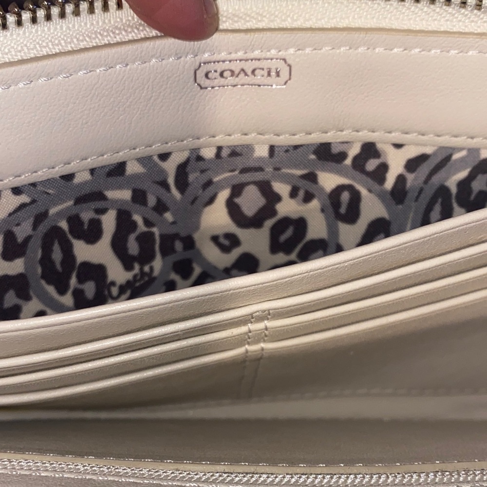 Coach Poppy Mustard Yellow & Cream Wristlet Wallet with Ocelot interior - Picture 10 of 16